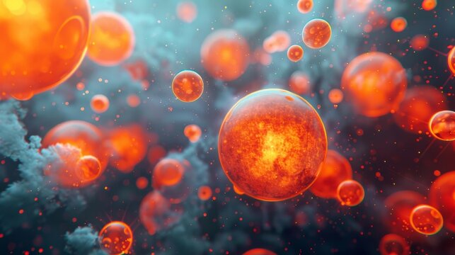 Abstract visualization of network connections featuring orange spheres and illuminated lines