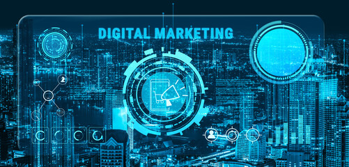Digital marketing strategy for online business promotion and advertising. A concept of campaign management and content planning for brand growth. Motif