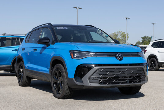 Certified preowned Volkswagen Taos display. With pricing concerns, VW is buying and selling used cars to meet demand. MY:2025