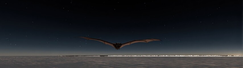 Naklejka premium Silhouette of a bird in flight against a gradient sky conceptual imagery