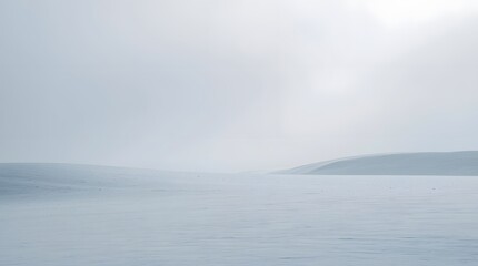 Obraz premium Minimalist snowy plain with overcast sky, winter background