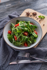 Green salad served in a cafe. 