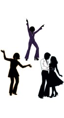Vintage 1970s Disco Dancing Silhouettes.