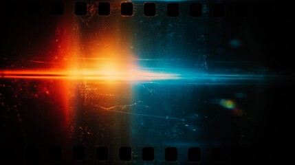 Naklejka premium grunge retro orange light leak overlay with old film burn texture