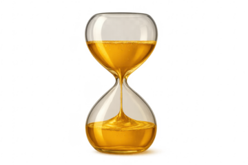 Hourglass with golden liquid flowing, symbolizing time expiring