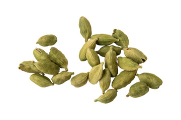 Green cardamom pods isolated on transparent background