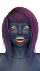 ホラーメイクアップの女性　3DCGレンダリング