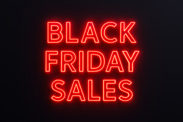 Exciting black friday sales sign glowing in bright red neon lights perfect for holiday shopping