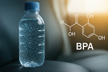 Plastic bottle hot car chemical awareness heat warning about bpa exposure on water bottle left inside parked vehicle under sun light creating concern for health