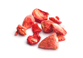 dried strawberry slices on a white background