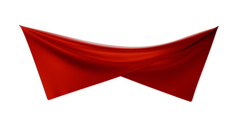 red silk banner wreath, on transparent background