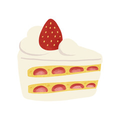 いちごのショートケーキ　水彩風手描きイラスト
