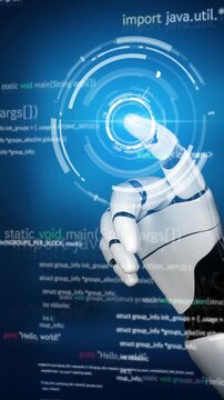 Futuristic robot artificial intelligence revolutionary AI technology development and machine learning concept. Global robotic bionic science research for future of human life. 3D rendering graphic.