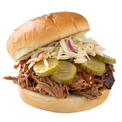 Pulled Pork Sandwich on transparent background