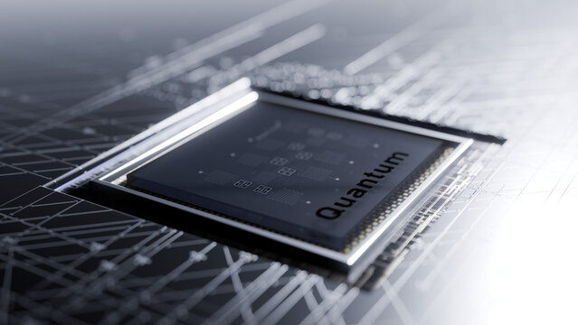 3d rendered image of an abstract Quantum chip.