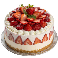 Strawberry cake on transparent background