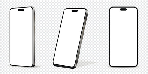 Realistic smartphone mockup isolated on transparent background