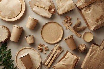 Eco friendly disposable tableware from paper, wooden bamboo.