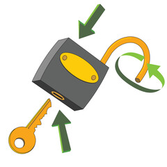 open padlock and key