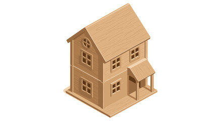 Fototapeta premium Wooden model house on white background with isometric design