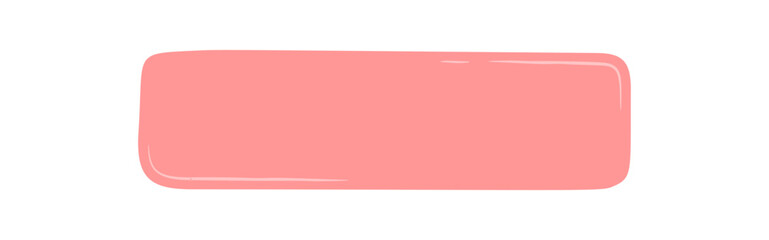 Pink fluid rectangle banner in hand drawn style forms an abstract frame and label with text box template. Unique background and creative box element for modern design.