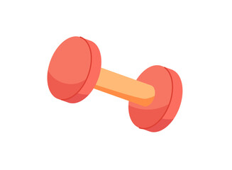 Flat cartoon dumbbell sticker for sport and gym themes. Weightlifting and fitness equipment ideal for workout training visuals. Vibrant bodybuilding tool, colorful trendy concept.