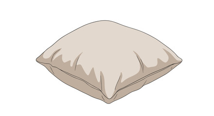 Soft beige pillow on white background