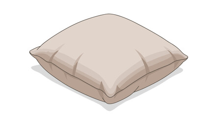 Simple beige pillow on white background in minimalist style
