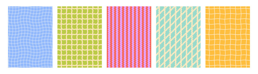 Colorful Seamless Geometric Pattern Set. Abstract  Cute Girlish Retro Background Texture for Cover, Notebook, Scrapbook