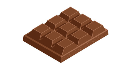 Isometric brown chocolate bar with square segments on white background