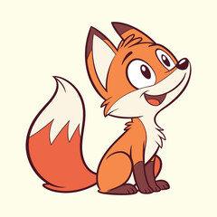 Obraz premium Cute cartoon fox character sitting, adorable baby woodland animal mascot for children's book illustration or autumn designs.