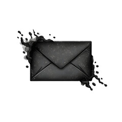 Mysterious dark envelope with dripping ink effect represents secret messages, confidential communication, or a hidden story concept