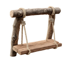 Rustic wooden swing with natural rope details evokes serene moments and charming outdoor decor inspiration for idyllic settings
