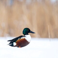 Obraz premium Winter duck in snow (1)