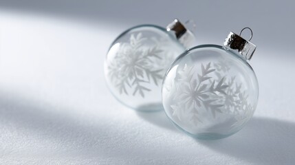 An elegant, modern holiday background with beautiful Christmas baubles.
