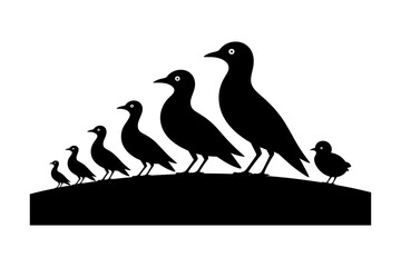 Fototapeta premium Birds silhouettes vector set, Collection of black isolated of flying birds seagulls against a white background, Beautiful bird flying silhouette set of vector, USA national birds silhouettes - Eagles,