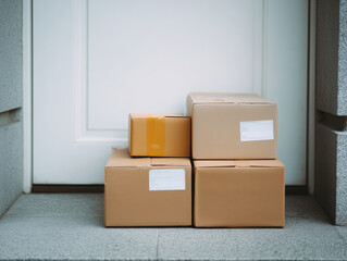 Shipping boxes on the porch awaiting the recipient, representing e-commerce and delivery.