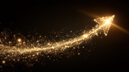 Glittering Arrow of Light Illustrating Positive Progress and Success with Sparkles and Stars on a Dark Background for Inspirational Concepts