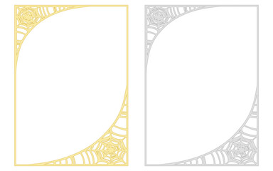 金色銀色風、ゴシック風縦長の蜘蛛の巣フレーム。A判型。