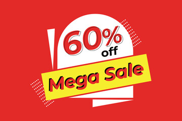 60% off Mega sale tag design, modern tag, new tag design