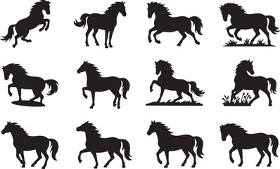 Silhouette Collection of Horses in Various Poses