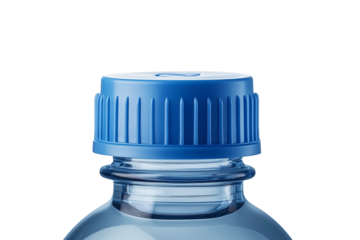 Close up of a blue plastic bottle cap 