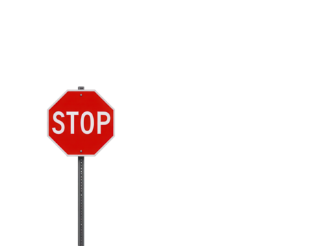 Red Stop Sign on Transparent background Indicating Traffic Regulation Safety