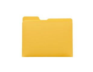 Yellow Folder Isolated on Transparent background for Office Use and Storage