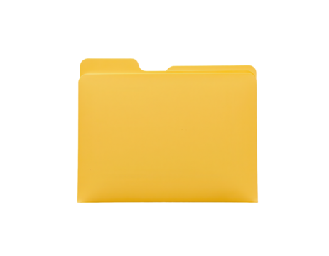 Yellow Folder Isolated on Transparent background for Office Use and Storage