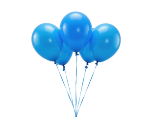 Bright Blue Balloons Floating Against a Transparent Background