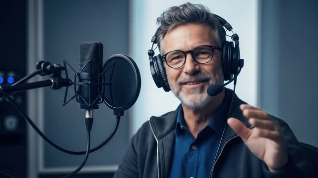 Professional Voice Over Artist Recording in Studio - Capturing Audio Excellence