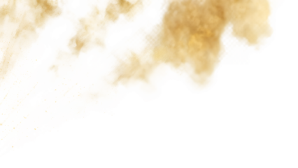 Golden Brown Dust Cloud Swirl – Warm Amber Sand Powder Explosion & Floating Particles Overlay PNG Isolated on Transparent Background