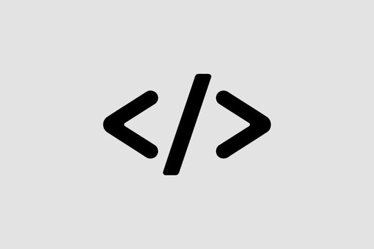 Code icon simple flat vector glyph symbol for website development isolated on white background