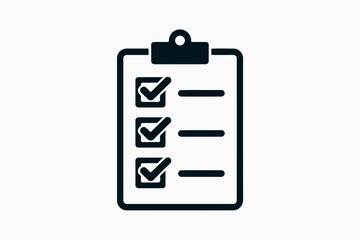 Checklist icon on clipboard flat vector illustration for surveys and task management isolated on white background